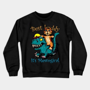 T Rex Dinosaur Riding Cat Crewneck Sweatshirt